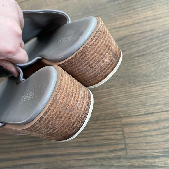 VINCE Leather Platform Slides Sandals 9.5 SASKIA PLATFORM SLIDE SANDALS, TRUFFLE - Picture 11 of 14